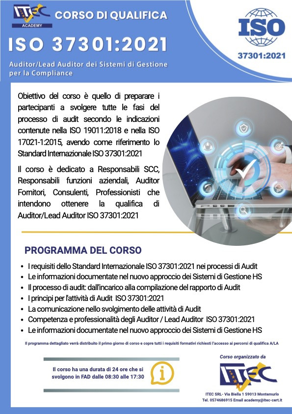 Corso A/LA ISO 37301:2021