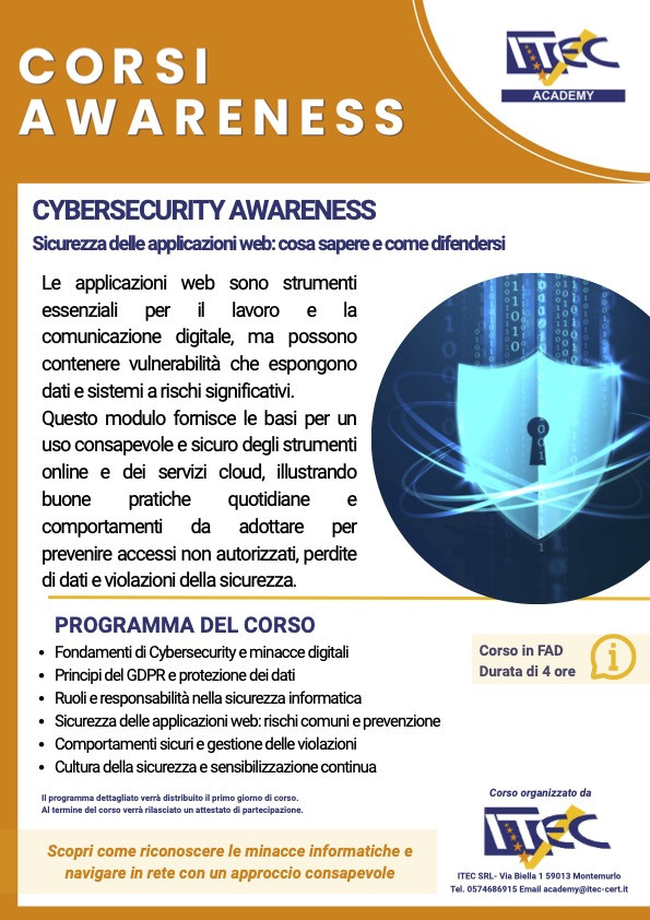 CYBERSECURITY AWARENESS -  Cybersecurity e Sicurezza delle Applicazioni Web